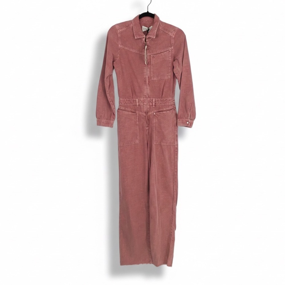Ba&sh Women's Pink Long Sleeve Point Collared Dova Denim Jumpsuit Size XS
